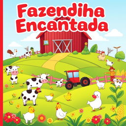 Children's coloring book cover featuring a charming farm theme