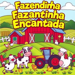 Children's coloring book cover featuring a charming farm theme