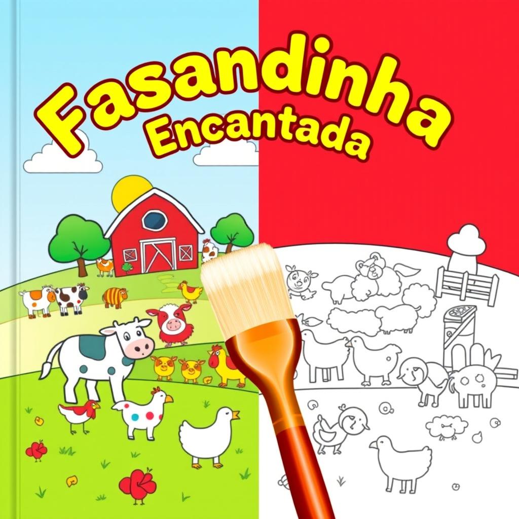 Children's coloring book cover featuring a charming farm theme