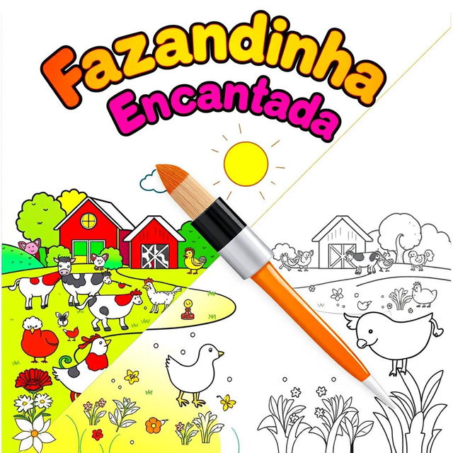 Children's coloring book cover featuring a charming farm theme