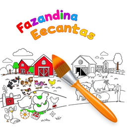 Children's coloring book cover featuring a charming farm theme