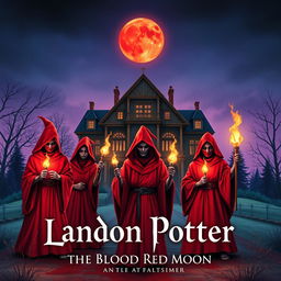 The book cover for "Landon Potter and the Blood Red Moon" is beautifully illustrated at the top