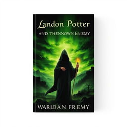 The book cover designed for "Landon Potter and the Unknown Enemy" is elegantly titled at the top