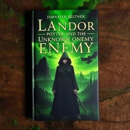 The book cover for "Landon Potter and the Unknown Enemy" is elegantly titled at the top