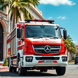 A Mercedes Benz Axor fire truck designed for the fire department of Cuba