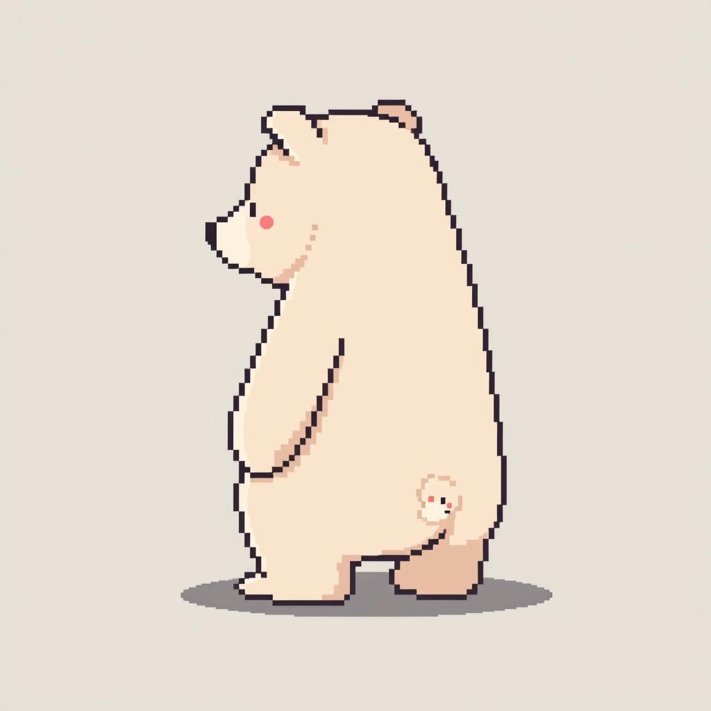 A pixel art illustration of a bear in profile view, depicted from the waist up