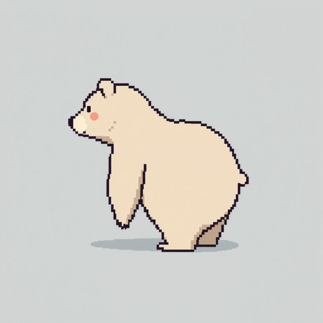 A pixel art illustration of a bear in profile view, depicted from the waist up