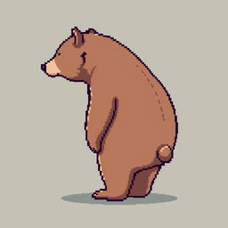 A pixel art illustration of a bear in profile view, depicted from the waist up