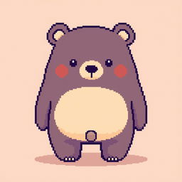 A pixel art illustration of a bear facing forward, depicted from the waist up