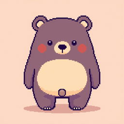 A pixel art illustration of a bear facing forward, depicted from the waist up