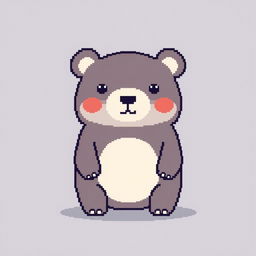 A pixel art illustration of a bear facing forward, depicted from the waist up