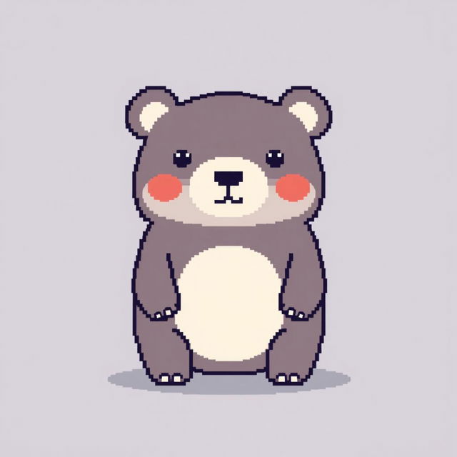 A pixel art illustration of a bear facing forward, depicted from the waist up