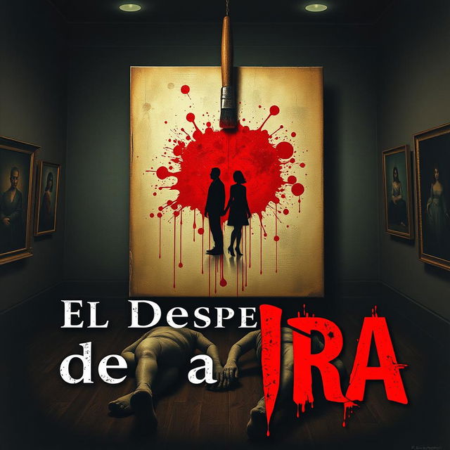 A dark, moody book cover set in an art gallery