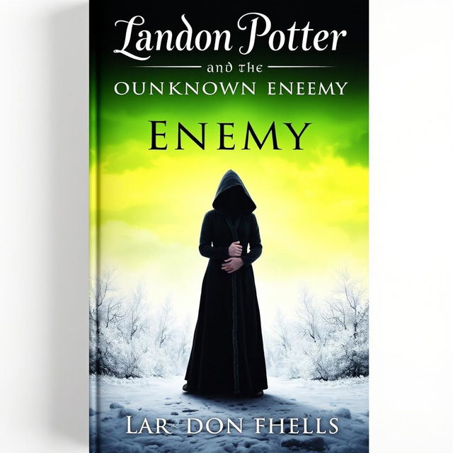 The book cover for "Landon Potter and the Unknown Enemy" is elegantly inscribed at the top