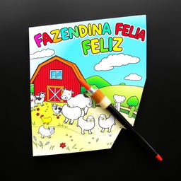 Children's coloring book cover titled "FAZENDINHA FELIZ" with a delightful farm theme