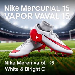 A captivating and dynamic YouTube thumbnail featuring the Nike Mercurial Vapor 15 Academy soccer cleats