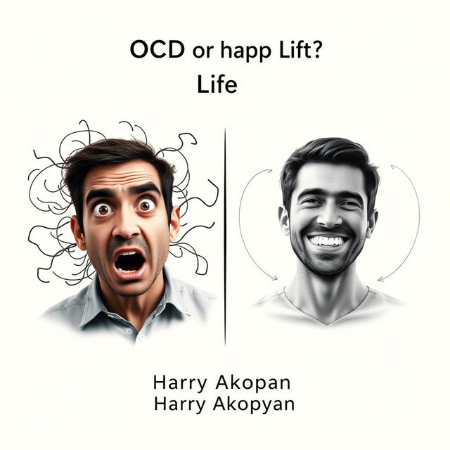 Design a compelling book cover for 'OCD or Happy Life?' by Harry Akopyan