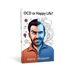 Design an engaging book cover for 'OCD or Happy Life?' by Harry Akopyan with a light background