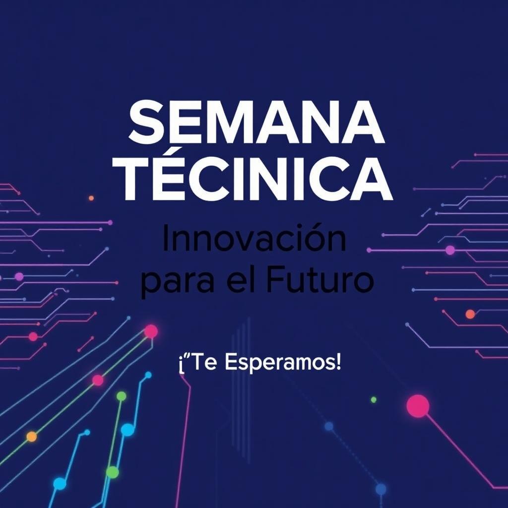 A horizontally oriented banner design featuring the title 'SEMANA TÉCNICA' in bold, modern typography across the top part of the banner