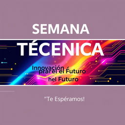 A horizontally oriented banner design featuring the title 'SEMANA TÉCNICA' in bold, modern typography across the top part of the banner