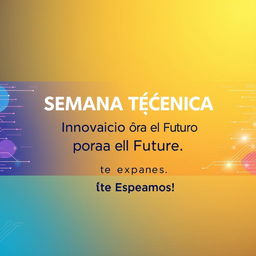 A horizontally oriented banner design featuring the title 'SEMANA TÉCNICA' in bold, modern typography across the top part of the banner