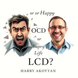 Design a realistic book cover for 'OCD or Happy Life?' by Harry Akopyan