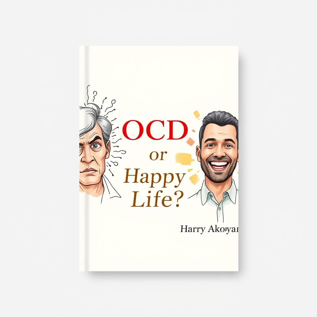 Design a realistic book cover for 'OCD or Happy Life?' by Harry Akopyan