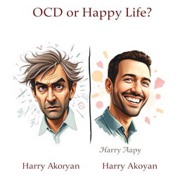 Design a realistic book cover for 'OCD or Happy Life?' by Harry Akopyan