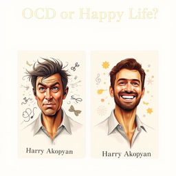 Design a realistic book cover for 'OCD or Happy Life?' by Harry Akopyan