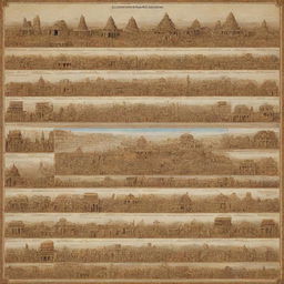 An informative and captivating poster showcasing a myriad of ancient civilizations and cultures (kabihasnan and sibilisasyon). Highlight their architecture, attire, culture, and accomplishments.