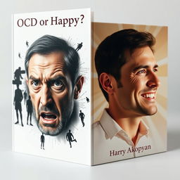 Design a very realistic book cover for 'OCD or Happy Life?' by Harry Akopyan