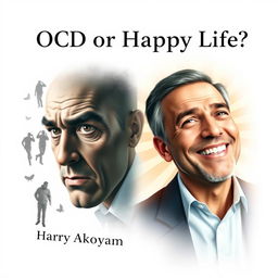 Design a very realistic book cover for 'OCD or Happy Life?' by Harry Akopyan