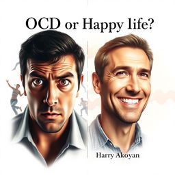 Design a very realistic book cover for 'OCD or Happy Life?' by Harry Akopyan