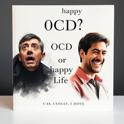 Create an extremely realistic book cover for 'OCD or Happy Life?' by Harry Akopyan, featuring the quote 'CESSANTE CAUSA CESSAT EFFECTUS' beneath the title