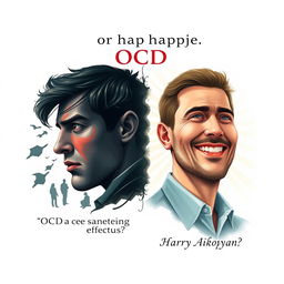 Design an ultra-realistic book cover for the book 'OCD or Happy Life?' by Harry Akopyan