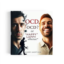 Design a striking book cover for 'OCD or Happy Life?' by Harry Akopyan with the quote 'CESSANTE CAUSA CESSAT EFFECTUS' prominently displayed below the main title