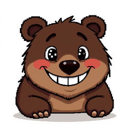 A cartoonish bear with a wide toothy grin, depicted in a pixelated 32x32 pixel style