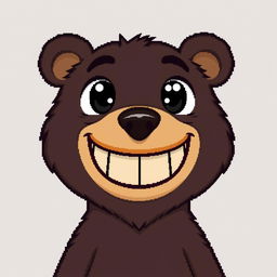 A cartoonish bear with a wide toothy grin, depicted in a pixelated 32x32 pixel style