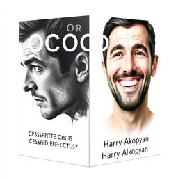 Design a realistic book cover for 'OCD or Happy Life?' by Harry Akopyan, with the quote 'CESSANTE CAUSA CESSAT EFFECTUS' prominently featured beneath the title