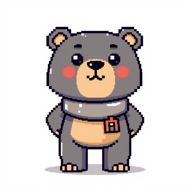 A pixelated bear designed for an NFT collection, featuring a cute yet bold appearance