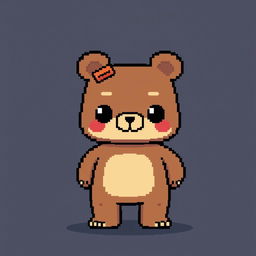 A pixelated bear designed for an NFT collection, featuring a cute yet bold appearance