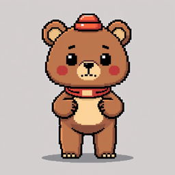 A pixelated bear designed for an NFT collection, featuring a cute yet bold appearance