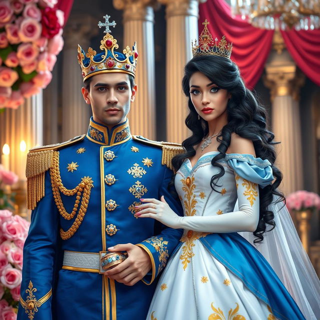 A royal wedding scene with a prince and princess