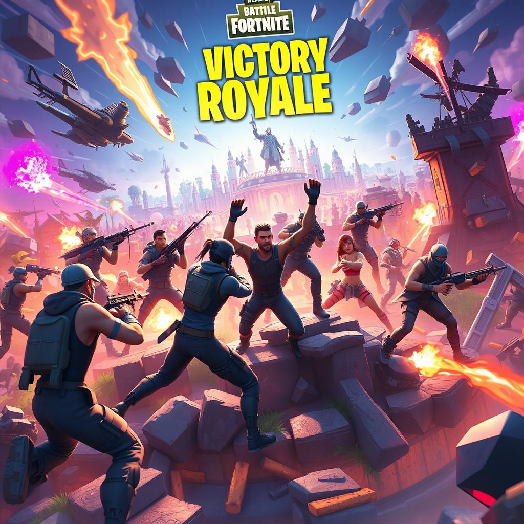 An exhilarating and action-packed scene featuring players on the verge of securing a Victory Royale in Fortnite Battle Royale