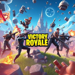 An exhilarating and action-packed scene featuring players on the verge of securing a Victory Royale in Fortnite Battle Royale