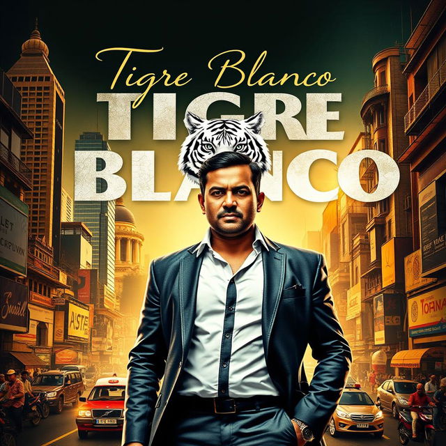 A striking and eye-catching movie poster for the film "Tigre Blanco"