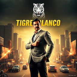 A striking and eye-catching movie poster for the film "Tigre Blanco"