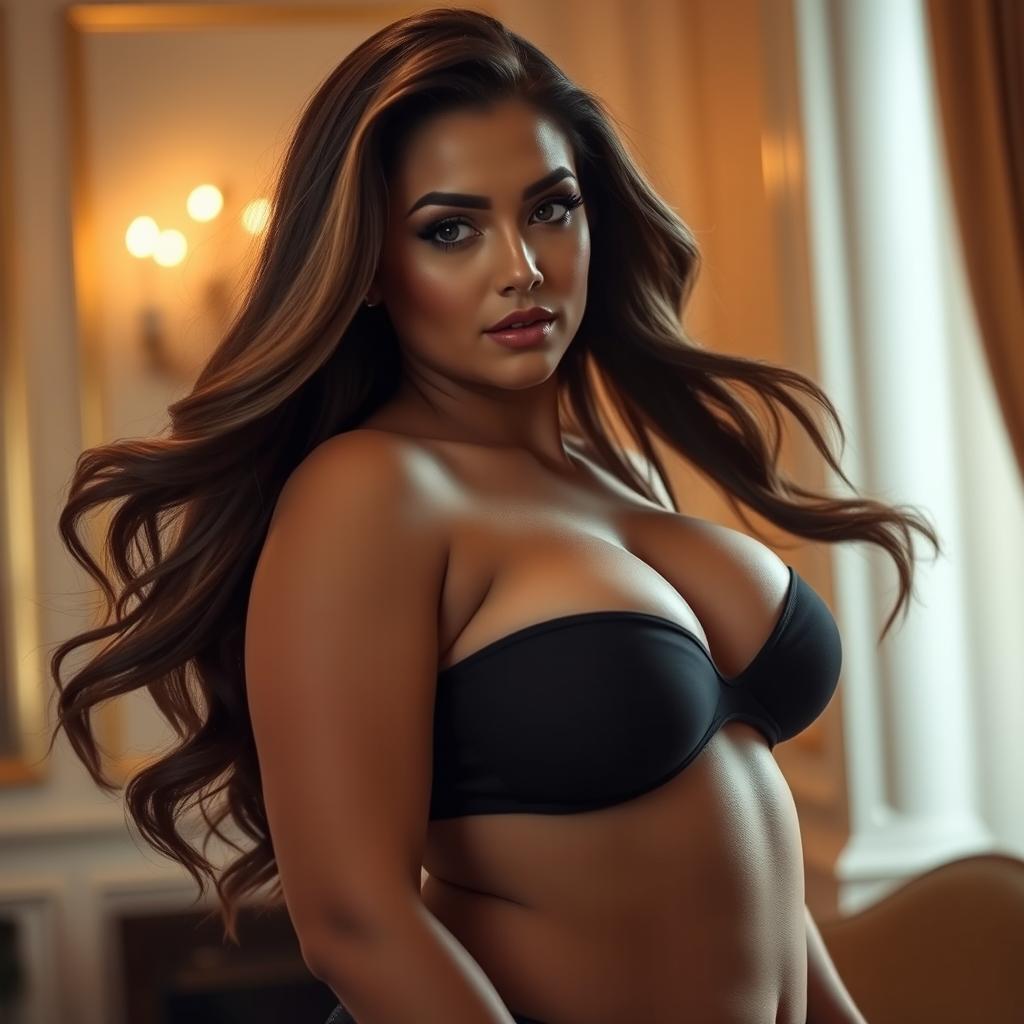 A beautiful woman with a voluptuous shape, emphasizing her curves