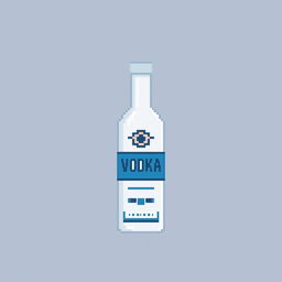 A pixel art representation of a vodka bottle, designed in a 16x16 pixel grid