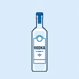 A pixel art depiction of a vodka bottle, crafted within a 16x16 pixel frame